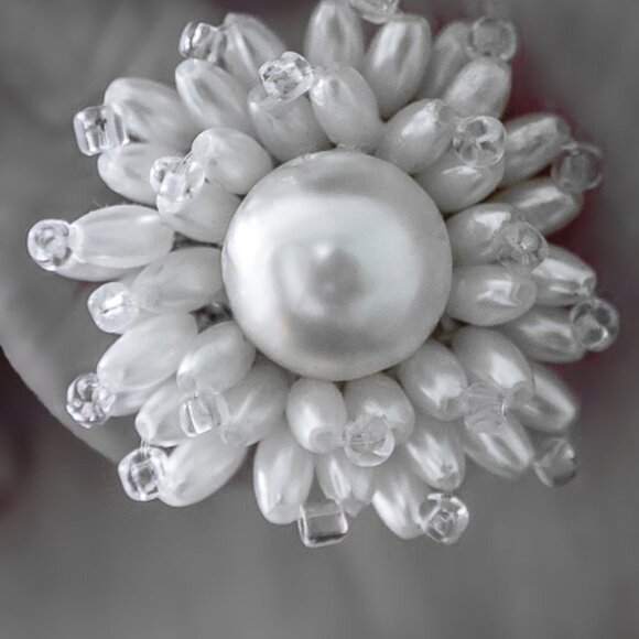 PRETTY Vintage Faux Pearl and Clear Beads Cluster Style Earrings CLIP ON - Picture 13 of 13